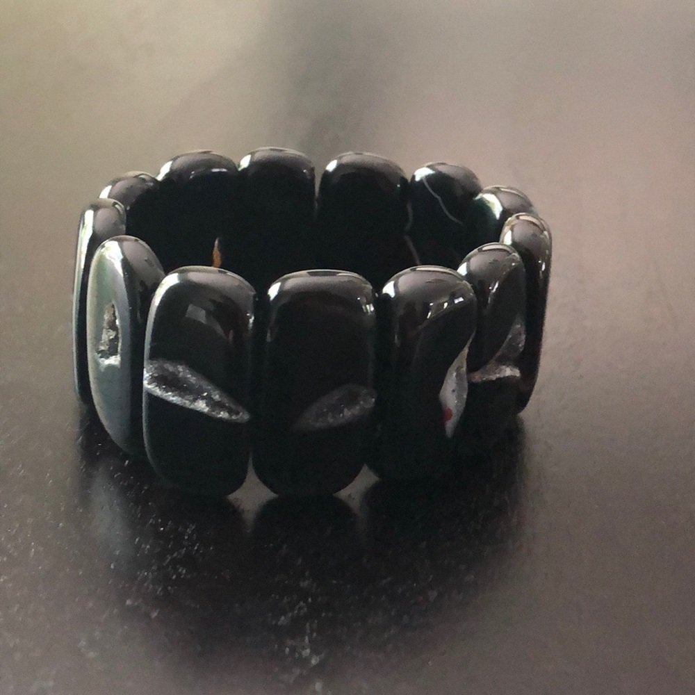 Agate Geode Bangle Stretch Bracelet - image 4